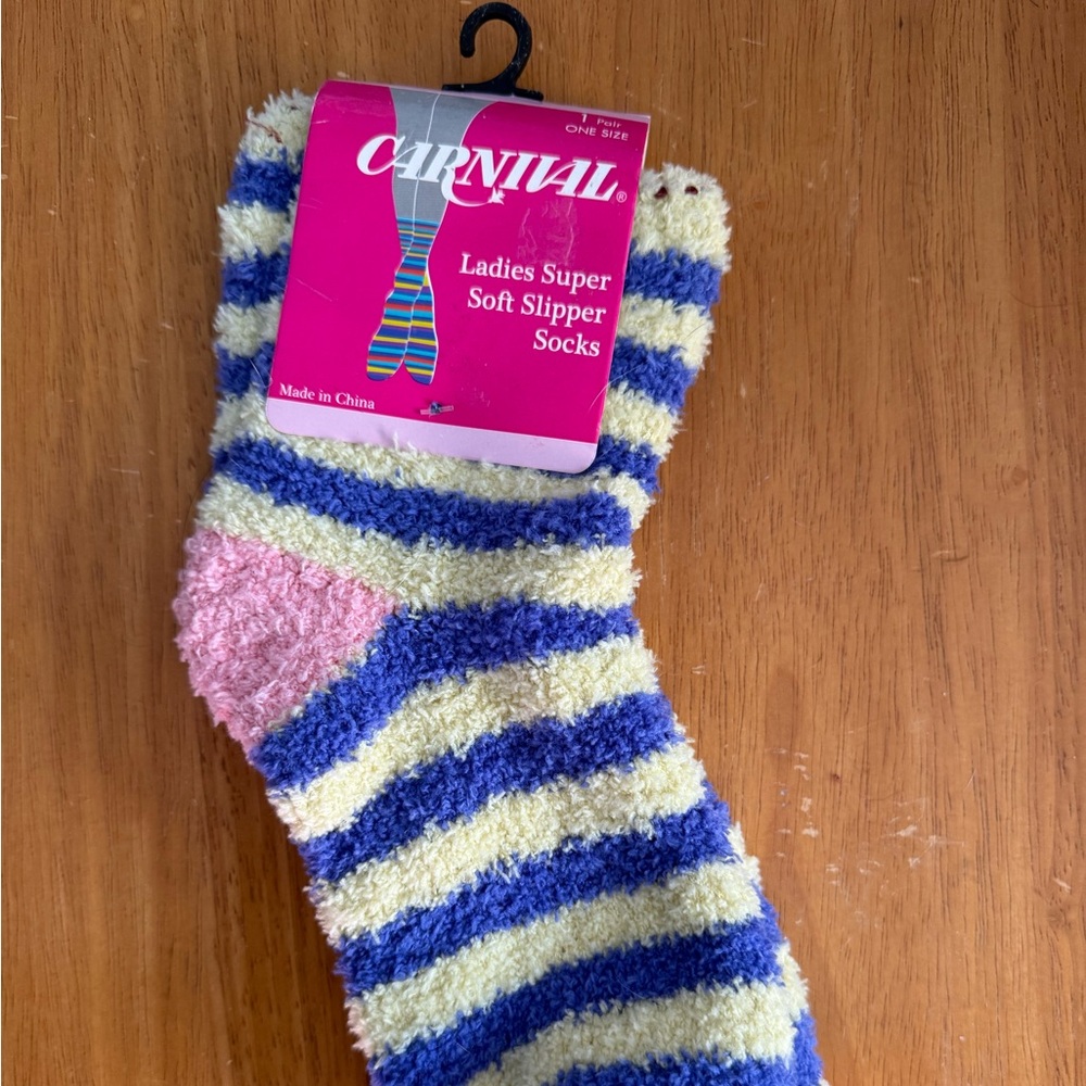 Carnival Striped Slipper Socks. New With Tags, Women’s Super Soft Slipper Socks